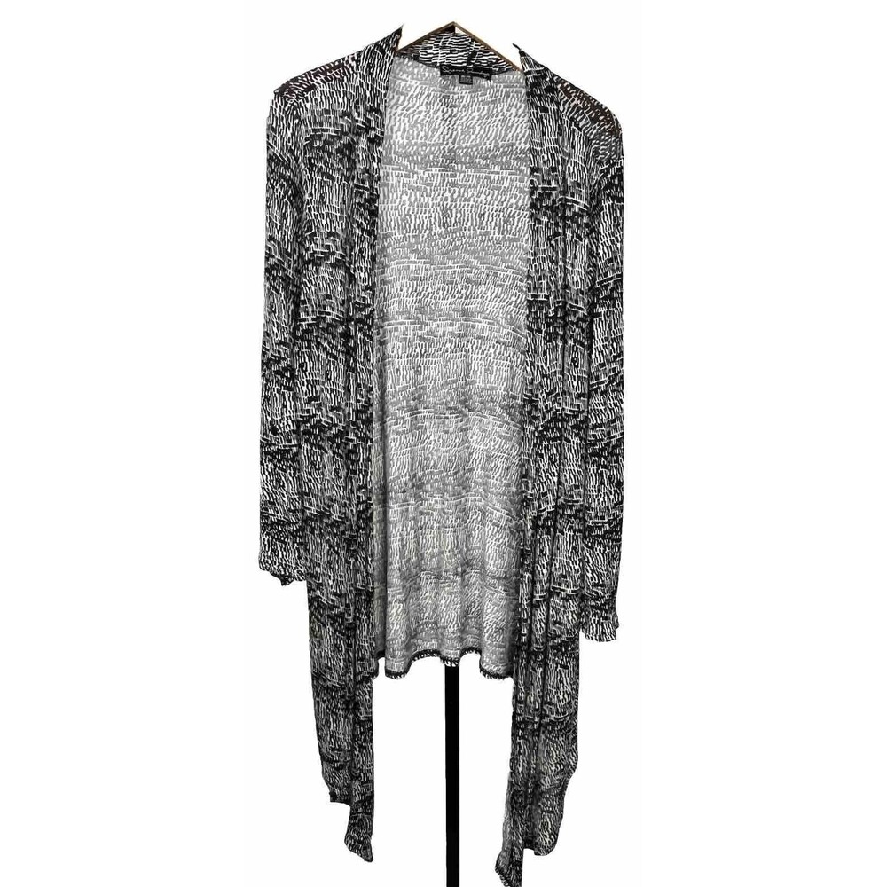 French Laundry Sweater Open Cardigan‎ Long Sleeve Duster Points Black Gray 18 20